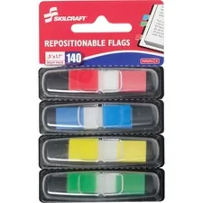 National Industries For the Blind 7510016200283 — SKILCRAFT Self-stick Repositionable Color Flags - 140 x Assorted - 0.50 x 1.70 - Rectangle - Assorted - Self-adhesive, Repositionable, Removable, Reusable - 140 / Pack