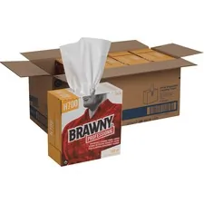 GEORGIA PACIFIC GPC 25070CT — Brawny® Professional H700 Disposable Cleaning Towels by GP Pro in Tall Box - 9.10 x 16.50 - White - Pulp Fiber - Durable, Soft, Tear Resistant, Strong, Reusable, Low Linting, Sturdy, Abrasion Resistant, Absorbent, Chemical Resistant - For Industry - 100 Per Box - 500 / Carton