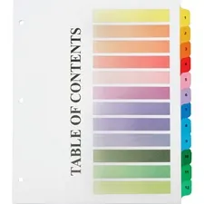 National Industries For the Blind 7530016215258 — SKILCRAFT 3HP Printable Table of Contents Sheets - 12 x Divider(s) - Printed Tab(s) - Digit - 1-12 - Letter - 8.50 Width x 11 Length - 3 Hole Punched - Paper Divider - Assorted Paper Tab(s) - 1 / Set