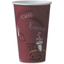 Dart Container Corporation SCC 316SI0041CT — Solo Bistro Design Disposable Paper Cups - 16 fl oz - 1000 / Carton - Maroon - Polyethylene - Hot Drink, Coffee, Tea, Cocoa
