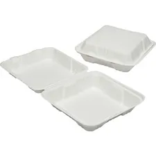 National Industries For the Blind 7350016646907 — SKILCRAFT Hinged Lid Square Food Tray - - Wood Pulp - Microwave Safe - White - 200 Piece(s) Pieces per Serving(s)/ Carton - TAA Compliant