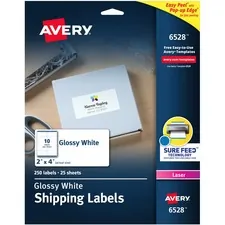 Avery Dennison 06528 — Avery® Easy Peel Shipping Label - Permanent Adhesive - Rectangle - Laser - White - Paper - 10 / Sheet - 25 Total Sheets - 250 Total Label(s) - 250 / Pack