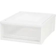 IRIS IRS 129770 — IRIS Stackable Storage Box Drawer - External Dimensions: 19.6 Length x 15.8 Width x 7 Height - 5.50 gal - Stackable - Plastic - Clear, White - For Accessories, Craft Supplies, Toiletries - 4 / Carton