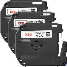 Brother BRT MK232BD — Brother P-touch Nonlaminated M Series Tape Cartridge - 1/2 x 26 1/5 ft Length - Rectangle - Direct Thermal - White - 3 / Bundle