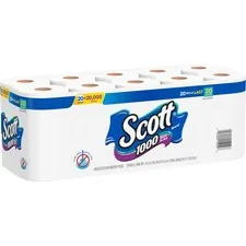 KIMBERLY CLARK KCC 20032CT — Scott 1000 Sheets Per Roll Toilet Paper - 1 Ply - 1000 Sheets/Roll - White - Long Lasting, Septic Safe - For Bathroom, Toilet, Hand - 40 / Carton