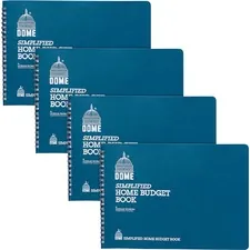 Dome Enterprises DOM 840BD — Dome Simplified Home Budget Book - 64 Sheet(s) - Wire Bound - 10 1/2 x 7 1/2 Sheet Size - White - White Sheet(s) - Blue Cover - Recycled - 4 / Bundle