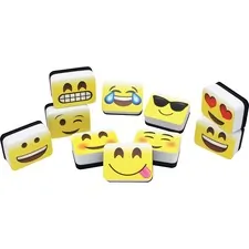 Ashley Productions Inc ASH 78005 — Ashley Emojis Mini Whiteboard Eraser - 2 Width x 1.25 Length - Lightweight, Comfortable Grip - Multicolor - 10 / Pack