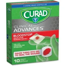 MEDLINE INDUSTRIES INC MII CUR0055RB — Curad Blood Stop Gauze Packets - 1 x 1 - 10/Box - 10 Per Box - White