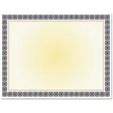 GEOGRAPHICS GEO 48673 — Geographics Award Certificates Burgundy Gold Foil - 24 lb - 8.5 x 11 - Inkjet Compatible - White with Kensington Blue, Gold Border - 15 / Pack