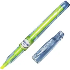 National Industries For the Blind 7520016578559 — SKILCRAFT Yellow Fluorescent Recycled Highliter - Fine, Medium Marker Point - Chisel Marker Point Style - Fluorescent Yellow - Transparent Barrel - 12 / Dozen