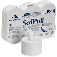 GEORGIA PACIFIC GPC 19510 — Sofpull Centerpull High-Capacity Toilet Paper by GP Pro - 2 Ply - 5.25 x 8.40 - 1000 Sheets/Roll - 8.10 Roll Diameter - White - Perforated, Soft, Chlorine-free, Center Pull - For Bathroom - 6 / Carton