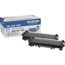 Brother TN7602PK — BROTHER GENUINE TN760 2PK HIGH-YIELD BLACK TONER CARTRIDGE MULTIPACK, 3000 PAGES