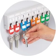 Carl Manufacturing USA CUI 81020 — CARL Split Ring Key Tags - 3 Length x 3 Width - Ring Fastener - 20 / Pack - Plastic - Assorted