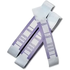 ICONEX ICX 94190065 — ICONEX Currency Straps - Total $2,000 - Color Coded, Sturdy, Adhesive - Kraft Paper - Violet