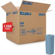 KIMBERLY CLARK KCC 35411 — Wypall X60 Cloths - Cloth - 9.80 Width x 13.20 Length - 130 / Roll - 12 / Carton - Blue