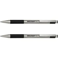 National Industries For the Blind 7520016661050 — SKILCRAFT Retractable Ballpoint Pen - TAA Compliant - Fine Pen Point - 0.7 mm Pen Point Size - Conical Pen Point Style - Retractable - Black Oil Based Ink - Black Stainless Steel Barrel - 2 / Pack