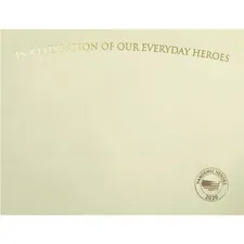First Base FST 83730 — St. James® Premium-Weight Certificates - 65 lb - Everyday Heroes - 8.5 x 11 - Inkjet, Laser Compatible - Ivory, Gold Foil - 25 / Pack - TAA Compliant