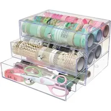 DEFLECTO DEF 350901CR — Deflecto 3-drawer Transparent Storage Cube - 3 Drawer(s) - 7 Height x 10 Width x 6.8 Depth - Clear - 1 Each