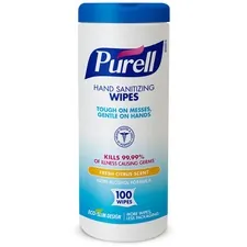 GOJO GOJ 911112 — PURELL® Fresh Scent Hand Sanitizing Wipes - Fresh - White - Durable, Lint-free, Moisturizing - For Hand - 100 Per Canister - 100 / Each