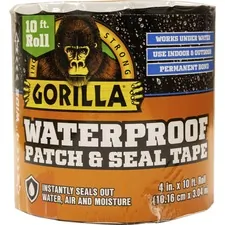GORILLA GLUE COMPANY GOR 4612502 — Gorilla Waterproof Patch & Seal Tape - 10 ft Length x 4 Width - 1 Each - Black