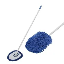 National Industries For the Blind 7920016828879 — AbilityOne Microfiber Dust Mop with Handle - MicroFiber Head - 48 - Scratch Resistant - 6 / Box - White, Blue