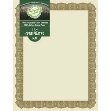 GEOGRAPHICS GEO 49008 — Geographics Tree Free Certificate - 8.5 - Multicolor with Gold Border - Sugarcane - 1 Each