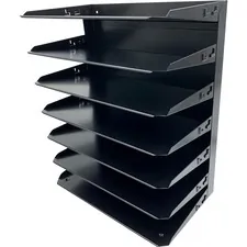 Huron HUR HASZ0160 — Huron Horizontal Slots Desk Organizer - 7 Compartment(s) - 15 Height x 15 Width x 8.8 Depth - Durable - Black - Steel - 1 Each