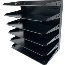 Huron HUR HASZ0153 — Huron Horizontal Slots Desk Organizer - 6 Compartment(s) - 15 Height x 15 Width x 8.7 Depth - Durable, Label Holder - Black - Steel - 1 Each
