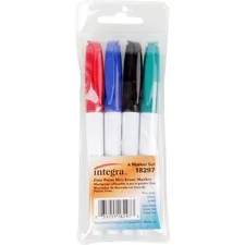 Integra ITA 18297 — Integra Dry-Erase Markers - Fine Marker Point - Assorted Alcohol Based Ink - 4 / Set