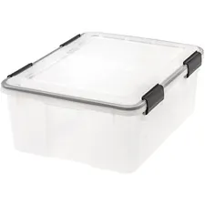 IRIS IRS 110400 — IRIS WeatherTight Heavy-duty Storage Tote - Internal Dimensions: 17 Length x 13.50 Width x 6.88 Height - External Dimensions: 19.7 Length x 15.8 Depth x 7.8 Height - 30 lb - 7.65 gal - Lid Lock Closure - Heavy Duty - Stackable - Plastic - Clear - For Craft Supplies, Clothes, Camping Equipment - 6 / Carton