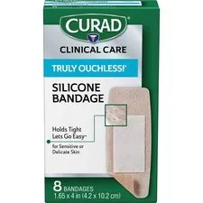MEDLINE INDUSTRIES INC MII CUR5003V1 — Curad Truly Ouchless Silicone Bandage - 1.65 x 4 - 8/Box - Beige - Silicone