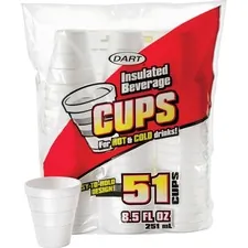 Dart Container Corporation DCC 8RP51CT — Dart Insulated 8-1/2 fl. oz. Beverage Cups - 8.50 fl oz - 1224 / Carton - White - Foam - Hot Drink, Cold Drink, Coffee, Hot Chocolate, Soft Drink, Iced Tea, Beverage