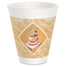 Dart Container Corporation DCC 12X16G — Dart Cafe G Design Foam Cups - 12 fl oz - 1000 / Carton - Brown, Red - Foam - Cold Drink, Hot Drink