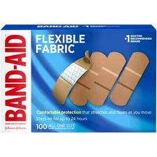 JOHNSON & JOHNSON JOJ 4444 — Band-Aid Flexible Fabric Adhesive Bandages - 1 - 100/Box - Beige - Fabric
