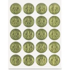 GEOGRAPHICS GEO 20014 — Geographics Gold Embossed Seals - 2 Diameter - For Certificate, Note Card, Proposal - Golden - 100 / Pack