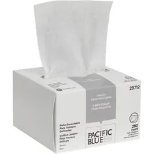 GEORGIA PACIFIC GPC 29712 — Pacific Blue Basic Recycled 1-Ply Small Disposable Delicate Task Wipers by GP Pro - For Precision Part, Instrument, Lens - Absorbent, Soft, Non-abrasive, Disposable, Streak-free - Fiber - 280 / Box - White