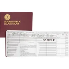 Dome Enterprises DOM 880 — Dome Notary Public Book - 64 Sheet(s) - Thread Sewn - 10 1/2 x 8 1/4 Sheet Size - 10 Columns per Sheet - Burgundy - White Sheet(s) - Maroon Cover - Recycled - 1 Each