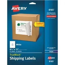 Avery Dennison 08165 — Avery® TrueBlock Shipping Labels - Permanent Adhesive - Inkjet - White - Paper - 1 / Sheet - 25 Total Sheets - 25 Total Label(s) - 25 / Pack