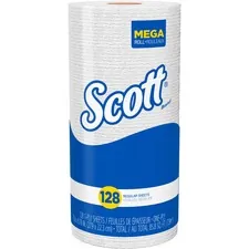 KIMBERLY CLARK KCC 41482CT — Scott Kitchen Roll Towels - 1 Ply - 11 x 8.78 - 128 Sheets/Roll - White - Soft, Perforated, Absorbent - 20 / Carton