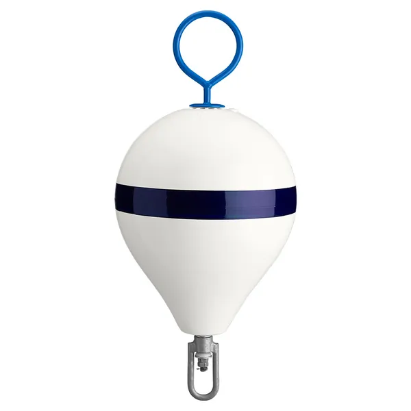 Polyform CM-2 WH-STR — Polyform 13.5" CM Mooring Buoy w/Steel Iron - White Blue Stripe
