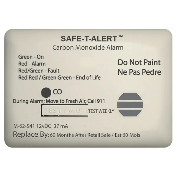 Safe-T-Alert CW61254 — Safe-T-Alert 62 Series Carbon Monoxide Alarm w/Relay - 12V - 62-541-Marine-RLY-NC - Surface Mount - White
