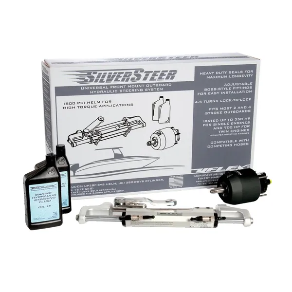 Uflex USA SILVERSTEER1.0B — Uflex SilverSteer™ Universal Front Mount Outboard Hydraulic Steering System w/ UC128-SVS-1 Cylinder