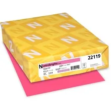 NEENAH PAPER WAU 22119 — Astrobrights Inkjet, Laser Colored Paper - Plasma Pink - Letter - 8 1/2 x 11 - 24 lb Basis Weight - Smooth - 500 / Ream - FSC