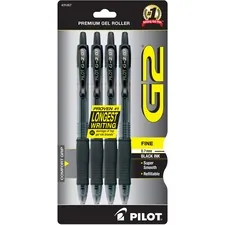 Pilot PIL 31057 — Pilot G2 Premium Gel Roller Pens - Fine Pen Point - 0.7 mm Pen Point Size - Refillable - Retractable - Black Gel-based Ink - 4 / Pack