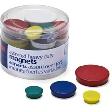 Officemate OIC 92501 — OIC Heavy-Duty Assorted Magnets - Small, Medium, Large - 30 / Each - Red, Yellow, White, Blue, Green