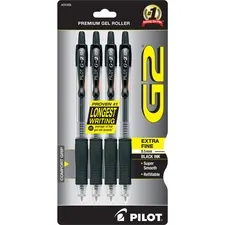 Pilot PIL 31055 — Pilot G2 Premium Gel Roller Pens - 0.5 mm Pen Point Size - Refillable - Retractable - Black Gel-based Ink - 4 / Pack