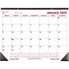 Dominion Blueline Inc RED C1731 — Brownline Professional Monthly Desk/Wall Calendar - Julian Dates - Monthly - 1 Year - January 2022 till December 2022 - 1 Month Single Page Layout - 22 x 17 Sheet Size - Desk Pad - White - Paper - Eyelet, Tear-off, Reinforced - 1 Each