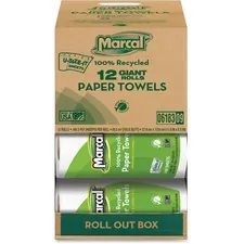 Marcal Manufacturing LLC MRC 06183 — Marcal Giant Paper Towel in a Roll Out Carton - 2 Ply - 140 Sheets/Roll - White - Paper - Perforated - For Office Building, Washroom, Restroom - 12 / Carton