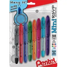Pentel PEN BK91MNBP8M — Pentel Mini R.S.V.P. Ballpoint Pens - Medium Pen Point - Assorted - 8 / Pack