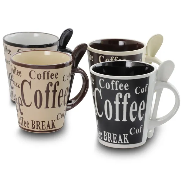 Gibson 91658.08 - Gibson Bareggio 8 Piece 13 Ounce Coffee Mug with Spoon Set, 
